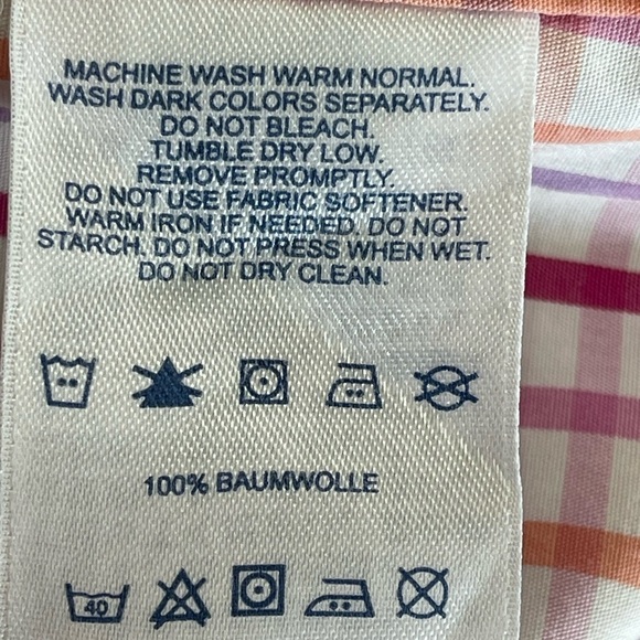 Lands' End no iron plaid size 18 long sleeve button up shirt work career office - Picture 12 of 12